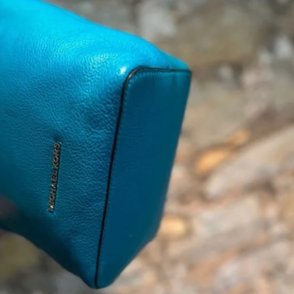 Michael Kors Dark Teal Pebbled Leather Shoulder Bag - Picture 13 of 16